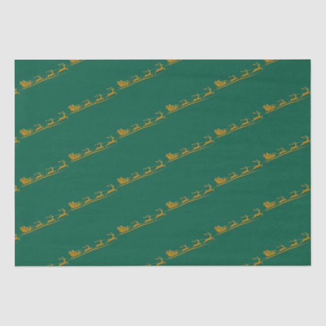 Elegant Merry Christmas Gold santa Sled xmas patte Tissue Paper (Front)