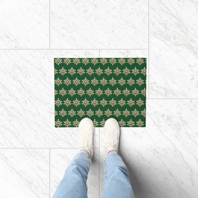 Elegant Merry Christmas Gold Snowflake xmas festiv Doormat (Indoor)