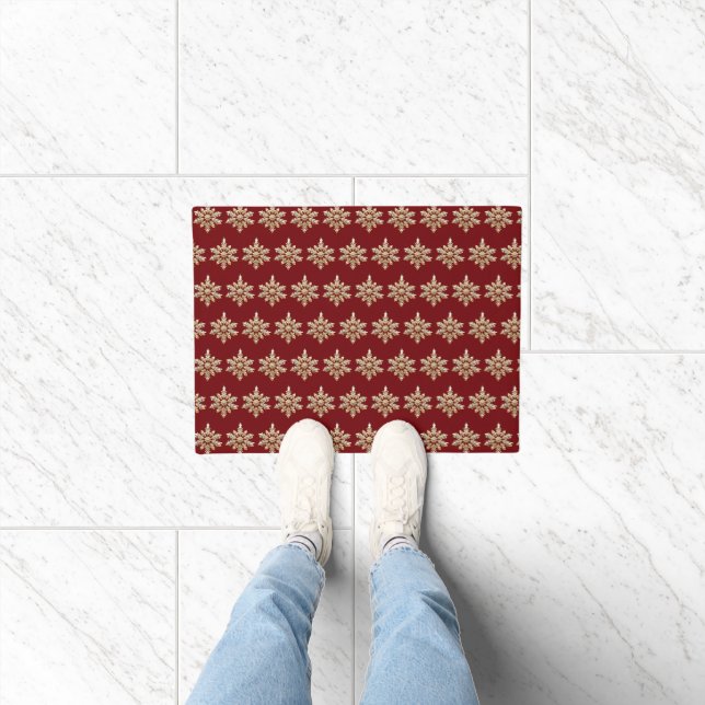 Elegant Merry Christmas Gold Snowflake xmas festiv Doormat (Indoor)