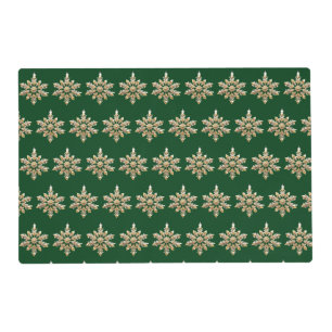 Elegant Merry Christmas Gold Snowflake xmas festiv Placemat