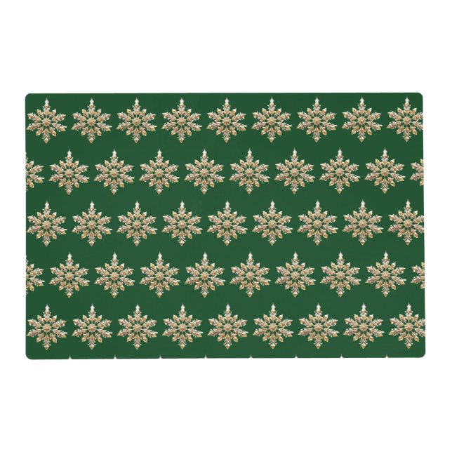 Elegant Merry Christmas Gold Snowflake xmas festiv Placemat (Front)