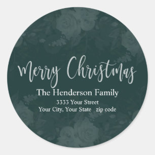 Elegant Merry Christmas Green Return Address Label