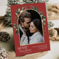 Elegant Merry Christmas Greenery Gold Arch Photo