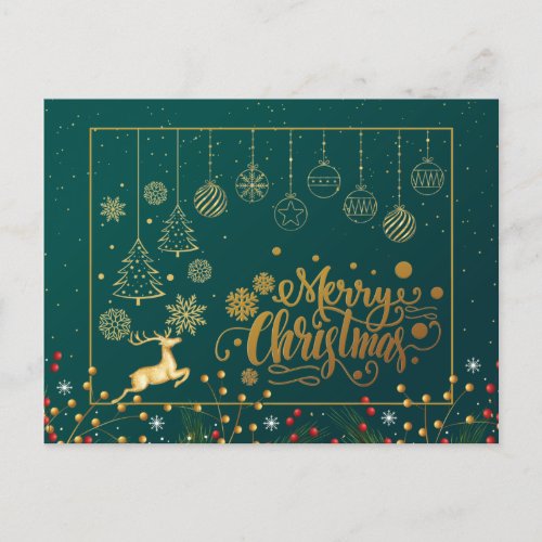 Elegant Merry Christmas Happy Holiday Postcard