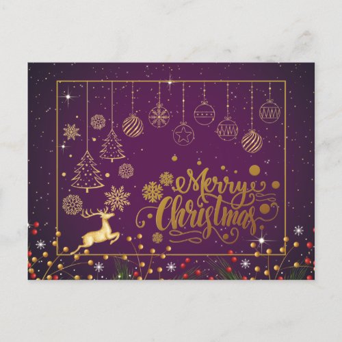Elegant Merry Christmas Happy Holiday Postcard