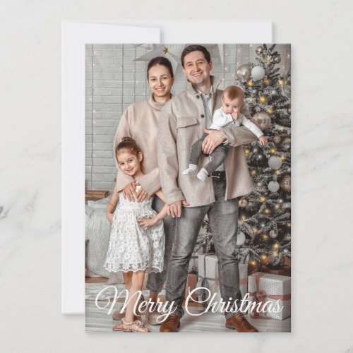 Elegant Merry Christmas Happy New Year Photo Holiday Card