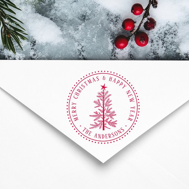 Elegant Merry Christmas & Happy New Year  Rubber Stamp (Creator Uploaded)