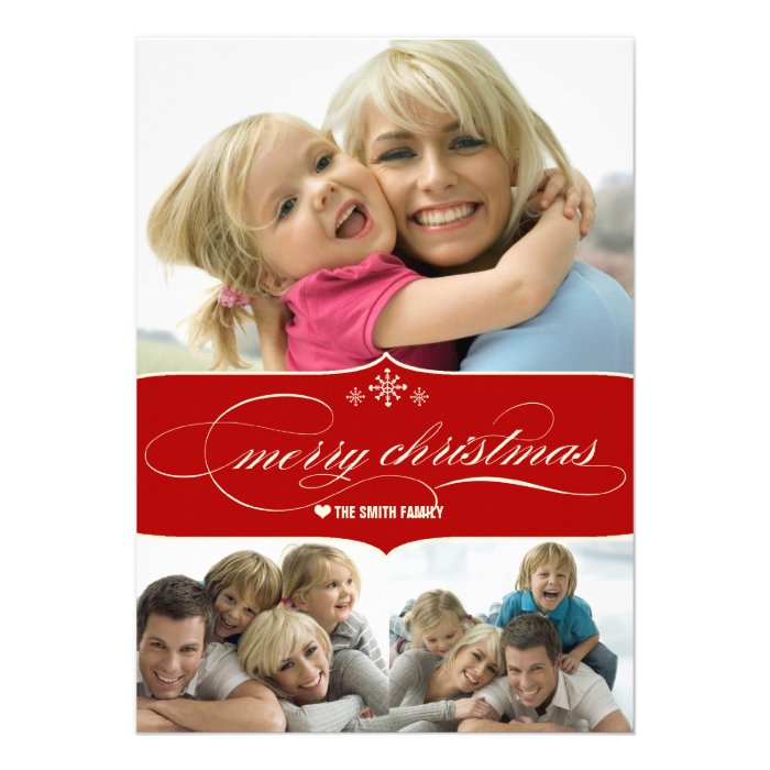 Elegant Merry Christmas Holiday Family Photo Card