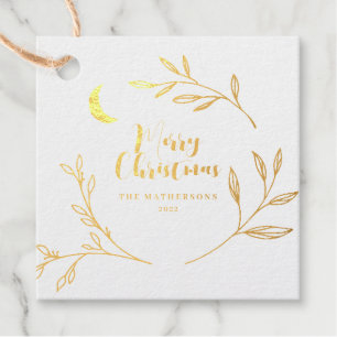 Elegant Merry Christmas Holiday Foil Favor Tags