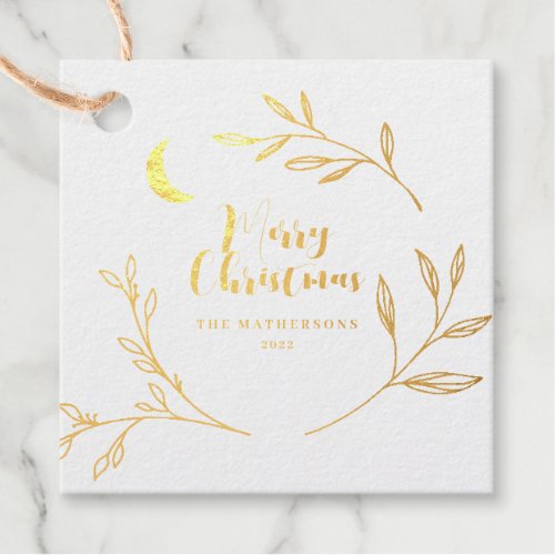 Elegant Merry Christmas Holiday Foil Favor Tags