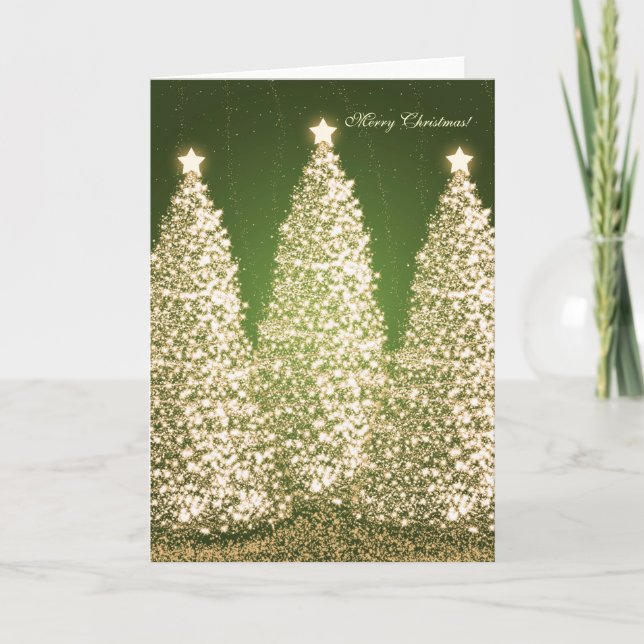 Elegant Merry Christmas Holiday Gold Sparkle (Front)