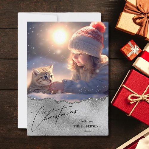 Elegant Merry Christmas Holiday Photo Card