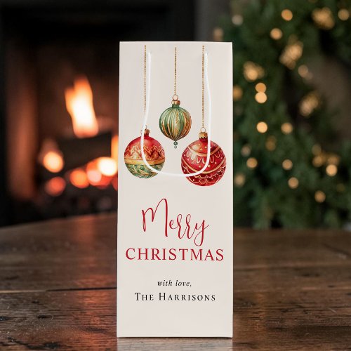 Elegant Merry Christmas Holiday Wine Gift Bag