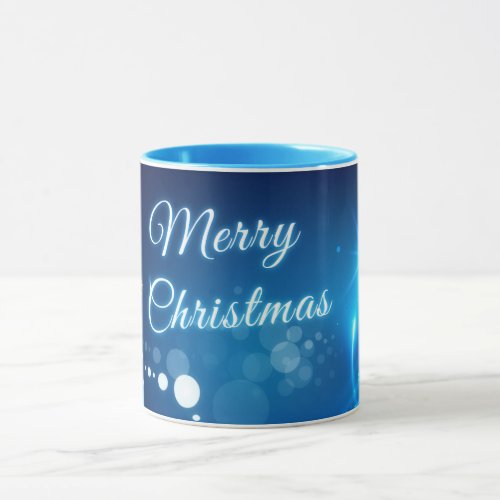 Elegant Merry Christmas Holiday Xmas Blue Coffee Mug