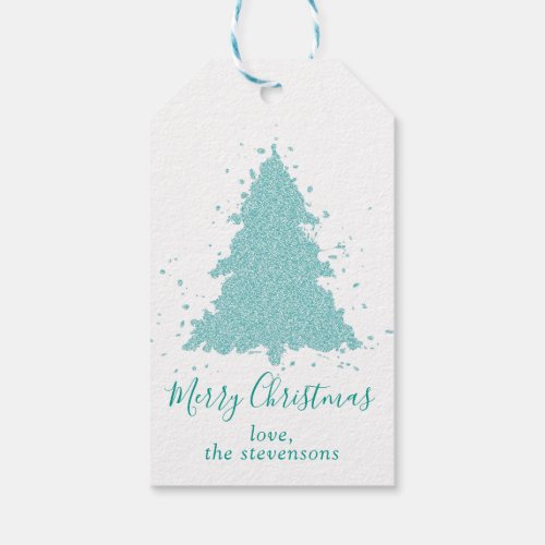 Elegant Merry Christmas  Luxe Aqua Mint Custom Gift Tags