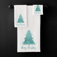 Elegant Merry Christmas | Luxe Aqua Mint Splatter
