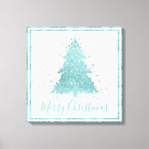 Elegant Merry Christmas Luxe Aqua Mint Splatter Canvas Print