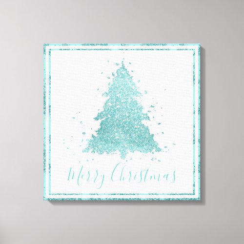 Elegant Merry Christmas  Luxe Aqua Mint Splatter Canvas Print