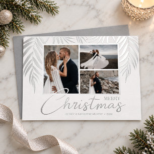 Elegant Merry Christmas Multi Photo Foil Holiday Card
