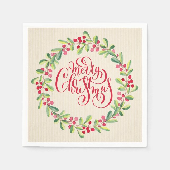 Elegant Merry Christmas Napkins (Front)