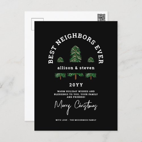 Elegant Merry Christmas Neighbors Custom Holiday Postcard