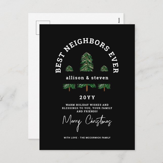 Elegant Merry Christmas Neighbors Custom Holiday Postcard (Front/Back)