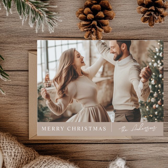 Elegant Merry Christmas Neutral Photo  Postcard (Creator Uploaded)