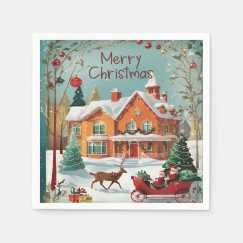 Elegant Merry Christmas Paper Party  Napkins