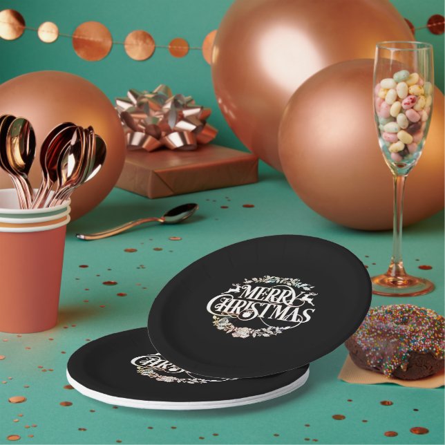elegant Merry Christmas Paper Plates (Multi)