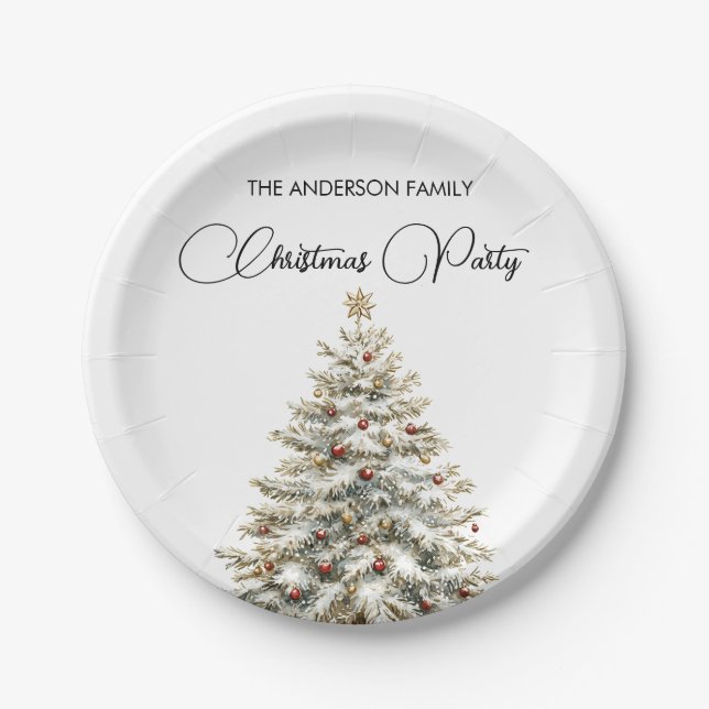 Elegant Merry Christmas  Paper Plates (Front)