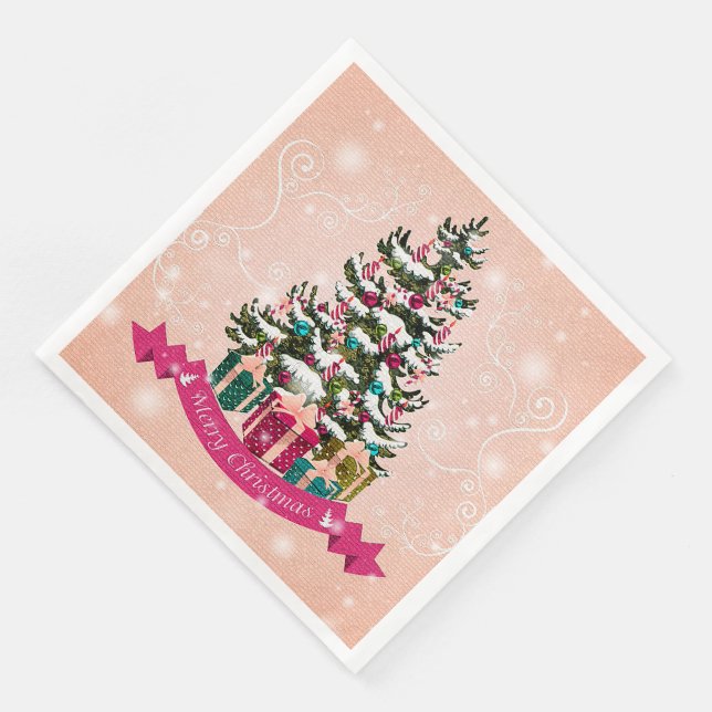 Elegant Merry Christmas Party Paper Dinner Napkins (Corner)