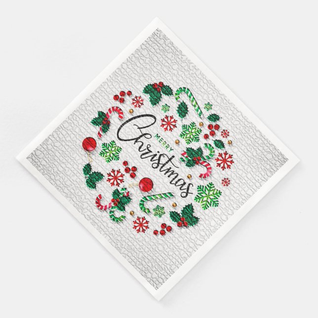 Elegant Merry Christmas Party Paper Dinner Napkins (Corner)