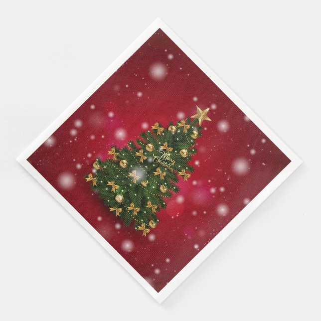 Elegant Merry Christmas Party Paper Dinner Napkins (Corner)