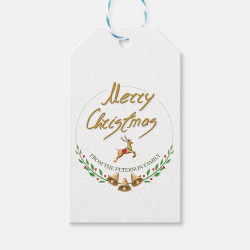 Elegant Merry Christmas Personalized Gift Tag