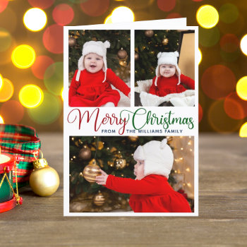Elegant Merry Christmas Photo Cute Colorful Script Holiday Card by epicdesigns at Zazzle