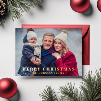 Elegant Merry Christmas Photo Gold