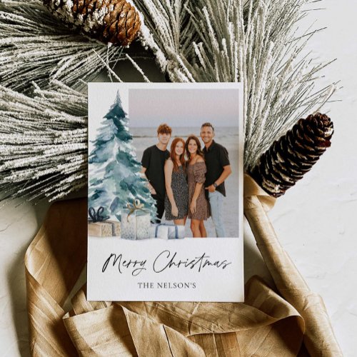 Elegant Merry Christmas Photo Holiday Card