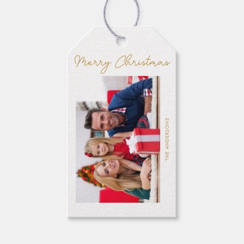 Elegant Merry Christmas photo Holiday Gift Tags