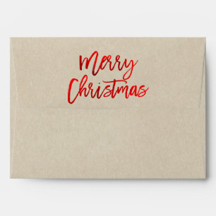 Elegant Merry Christmas Red Foil Holiday Card Envelope