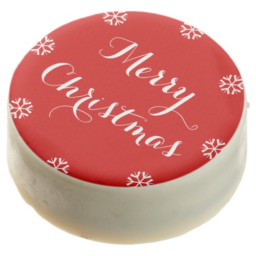 Elegant Merry Christmas Red White Xmas Party Snow Chocolate Covered Oreo