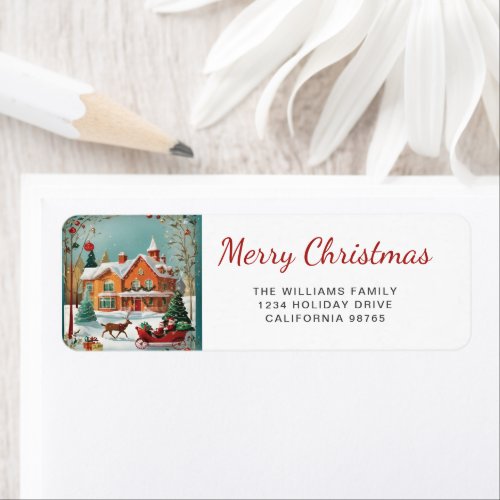 Elegant Merry Christmas Return Address Label