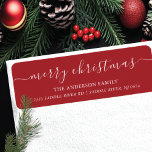 Elegant Merry Christmas Return Address Label<br><div class="desc">Our festive return address label features Merry Christmas in a modern calligraphy script font set on a red background. It's the perfect way to let your friends and family know where you live during the holiday season. This label is sure to add a touch of holiday cheer to your mail...</div>