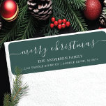Elegant Merry Christmas Return Address Label<br><div class="desc">Our festive return address label features Merry Christmas in a modern calligraphy script font set on a green background. It's the perfect way to let your friends and family know where you live during the holiday season. This label is sure to add a touch of holiday cheer to your mail...</div>