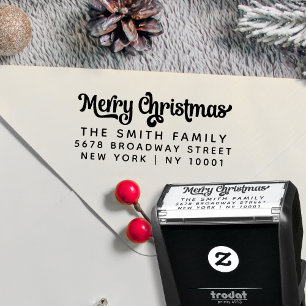 Elegant Merry Christmas Return Address Self-inking Stamp