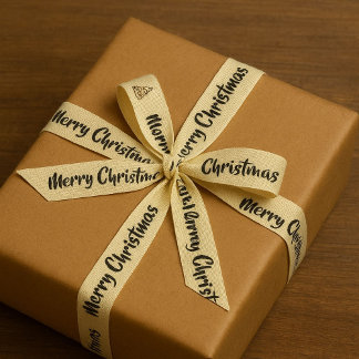 Elegant Merry Christmas Ribbon Roll with Christmas