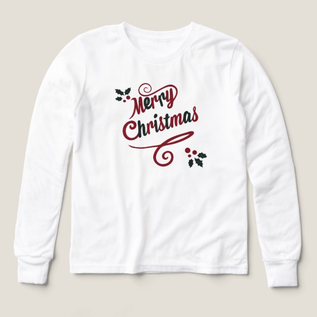 Elegant Merry Christmas Script Hoodie Tri-Blend Shirts (Design Front)