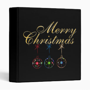 Elegant Merry Christmas Snowflake Art 3 Ring Binder