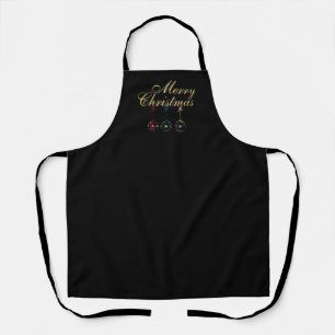 Elegant Merry Christmas Snowflake Art Apron