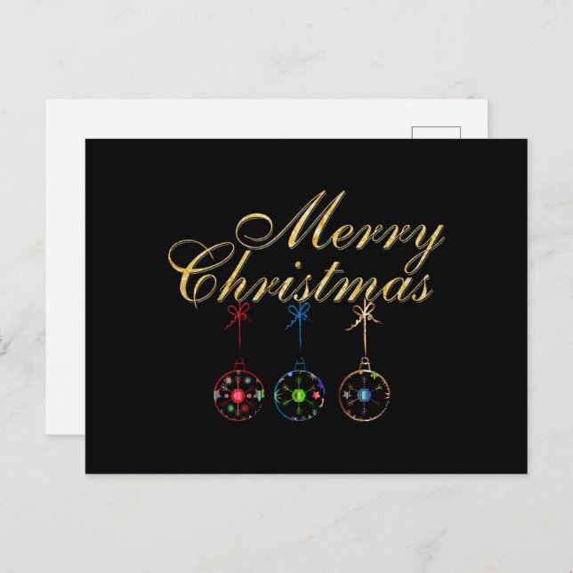 Elegant Merry Christmas Snowflake Art Postcard (Front/Back)