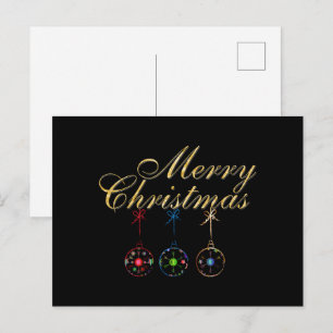 Elegant Merry Christmas Snowflake Art Postcard